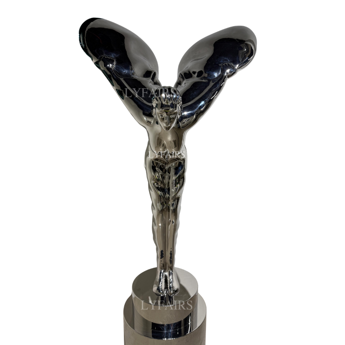 Polished Stainless Steel Winged Figure Sculpture