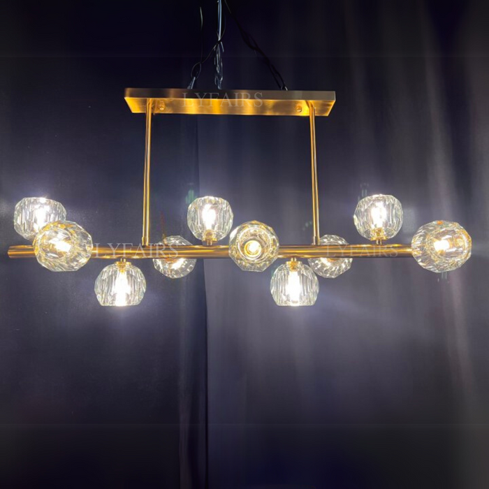 Lampadario di lusso in rame puro K9 Lampadario da sala da pranzo in cristallo Moderno Plafoniera in oro Luci da bar molecolari popolari