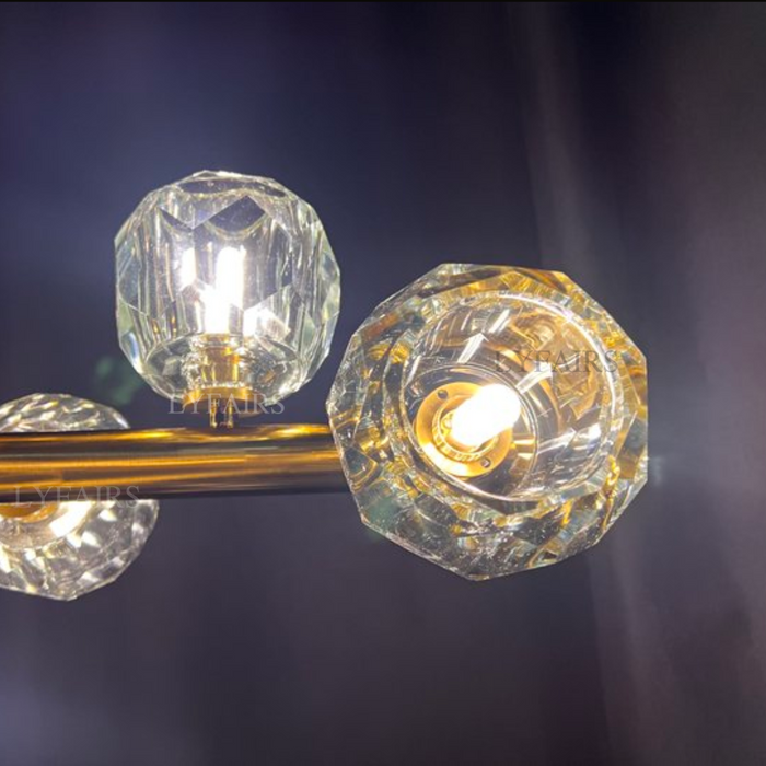 Lampadario di lusso in rame puro K9 Lampadario da sala da pranzo in cristallo Moderno Plafoniera in oro Luci da bar molecolari popolari