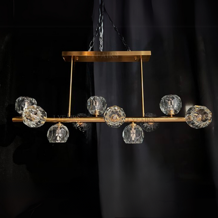 Lampadario di lusso in rame puro K9 Lampadario da sala da pranzo in cristallo Moderno Plafoniera in oro Luci da bar molecolari popolari