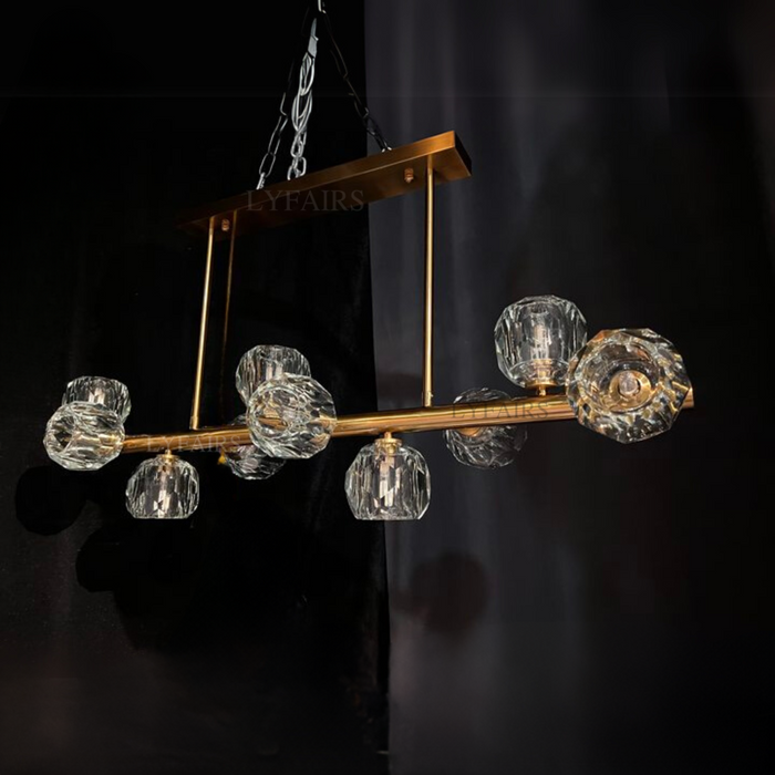Lampadario di lusso in rame puro K9 Lampadario da sala da pranzo in cristallo Moderno Plafoniera in oro Luci da bar molecolari popolari