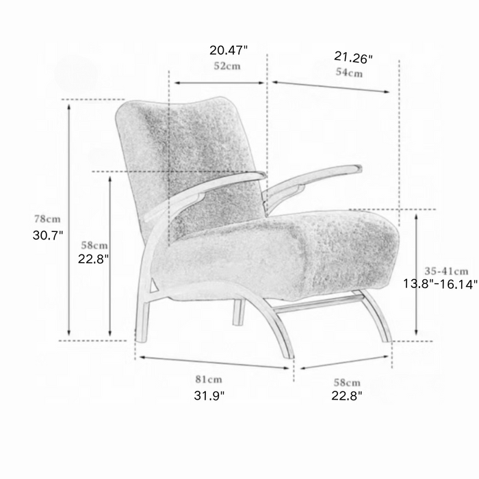 French Style Cozy Wood Lounge Armchair