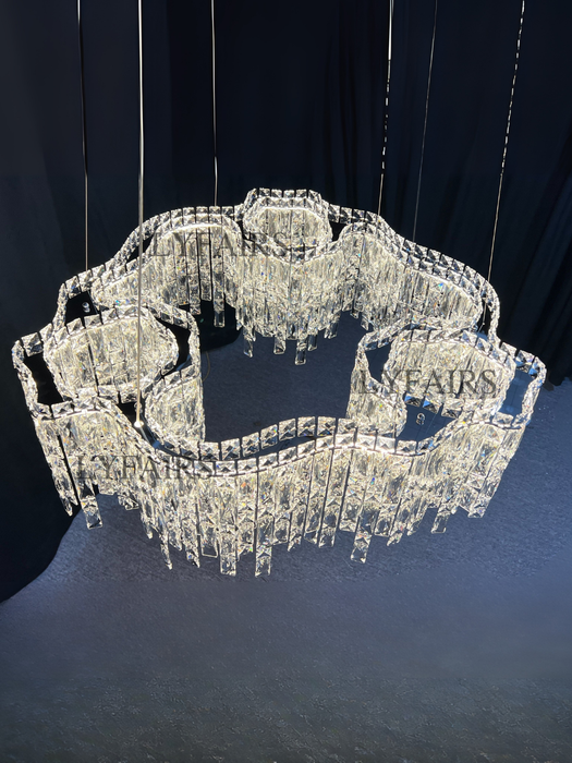 Modern Luxury  Irregular Round/Oval Crystal Chandelier Set For Bedroom/Living Room/Dining Room