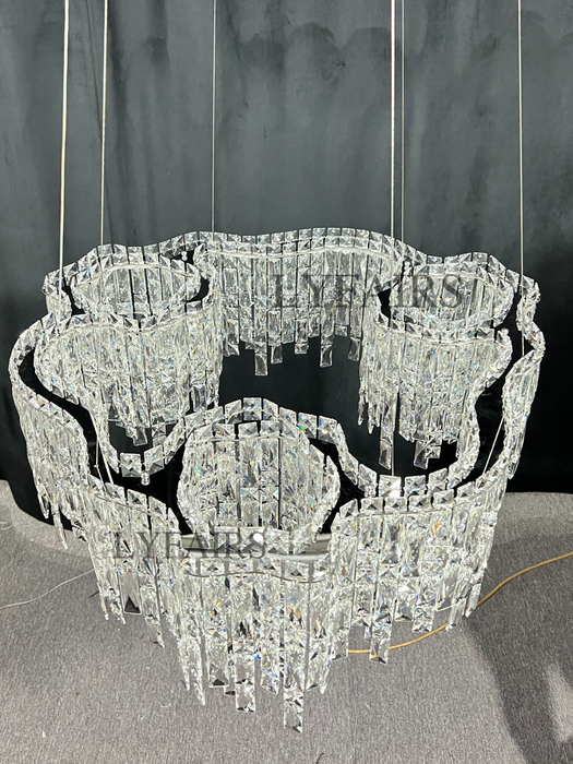 Modern Luxury  Irregular Round/Oval Crystal Chandelier Set For Bedroom/Living Room/Dining Room
