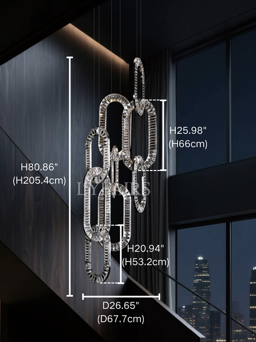 Modern Luxury Crystal Chain Cluster Chandelier for High Ceiling/Dining Room