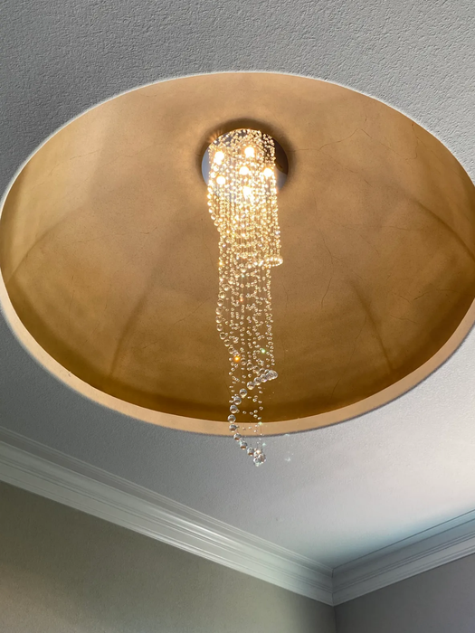 Extra Large Modern Spiral Raindrop Crystal Chandelier For Entryway