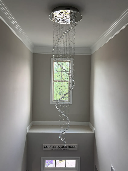 Extra Large Modern Spiral Raindrop Crystal Chandelier For Entryway