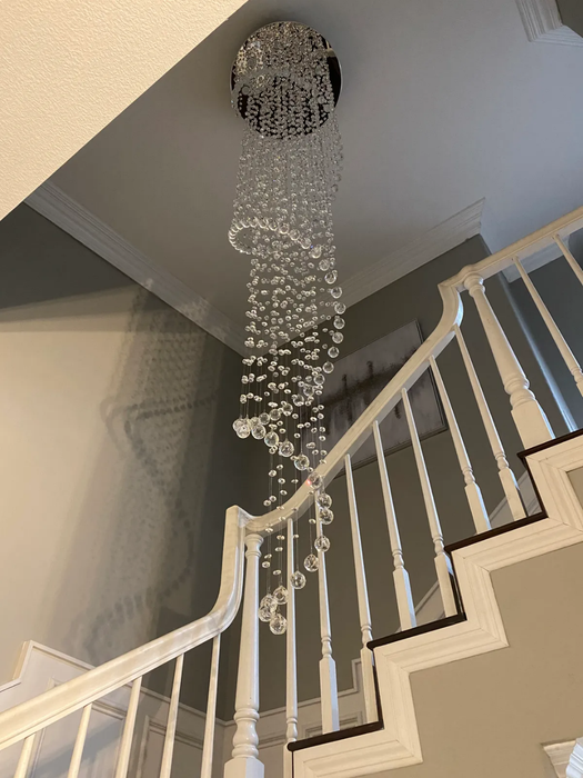 Extra Large Modern Spiral Raindrop Crystal Chandelier For Entryway