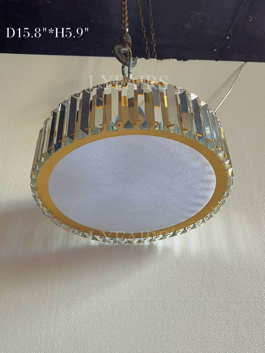 Lampadario di cristallo rotondo per illuminazione a soffitto da incasso in oro per hotel per camera da letto