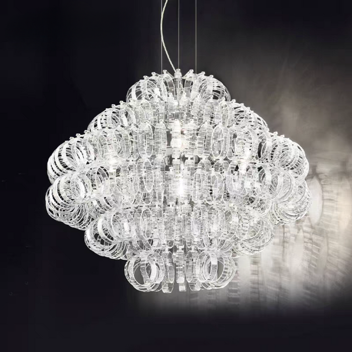 Italian Light Luxury Round Glass Chandelier for Low Ceiling