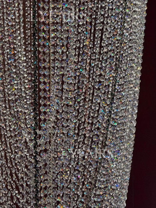 Luxury Waterfall Crystal Flush Mounted Chandelier for High Ceiling