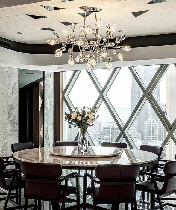 Luxury Linear Crystal Fruit Chandelier for Low Ceiling