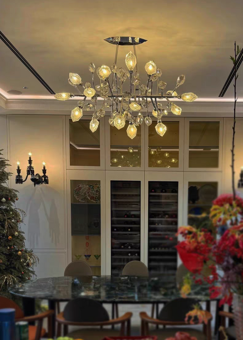 Luxury Linear Crystal Fruit Chandelier for Low Ceiling