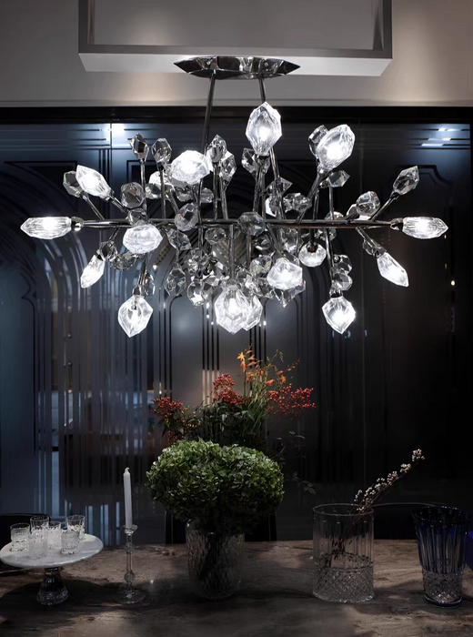 Luxury Linear Crystal Fruit Chandelier for Low Ceiling
