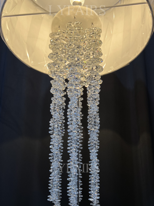 Modern Cascading Crystal Waterfall Table Lamp