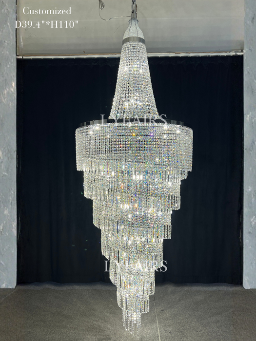 Modern Crystal Tassel Chandelier for Foyer/Staircase