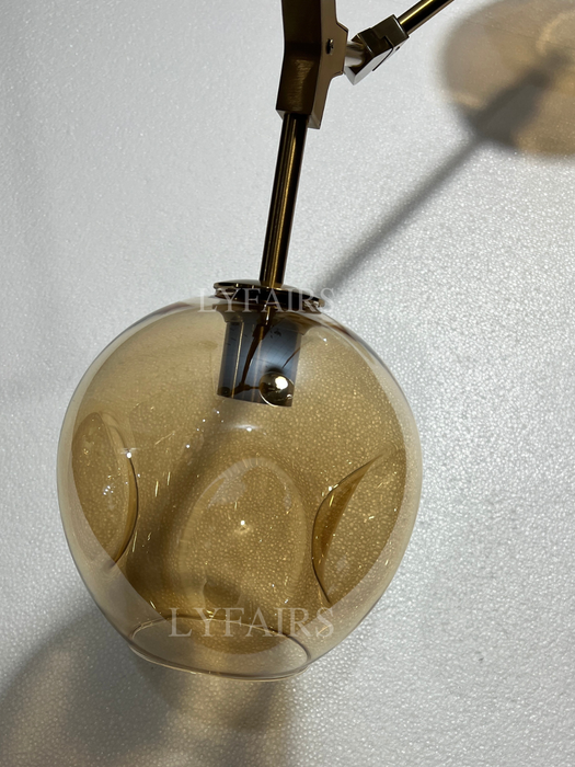 Lampadario moderno Sputnik in vetro grigio fumé/ambra per isola cucina/sala da pranzo