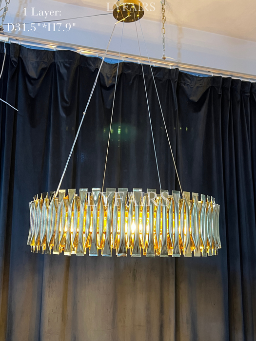 Lampadario post-moderno in oro rotondo cavo in alluminio leggero di lusso per soggiorno/sala da pranzo/bar