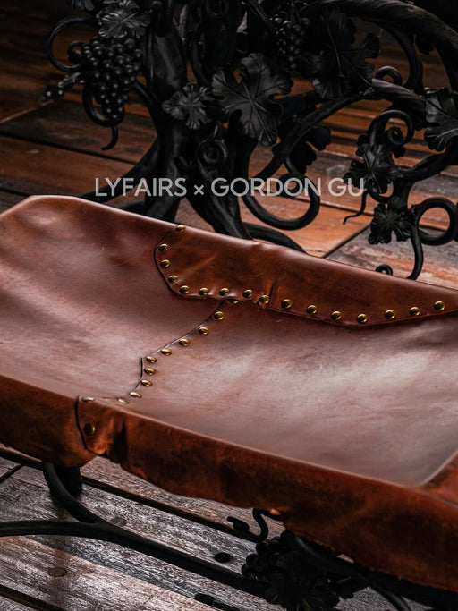 LYFAIRS_x_GORDON_GU_BODEGA_Bench with Brown Leather for Dining Room