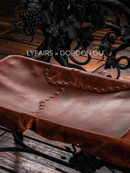LYFAIRS_x_GORDON_GU_BODEGA_Bench with Brown Leather for Dining Room