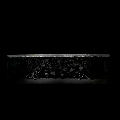 LYFAIRS_x_GORDON_GU_BODEGA_Clacier Crystal Long_Table with Black Grapevine Leg for Dining Room