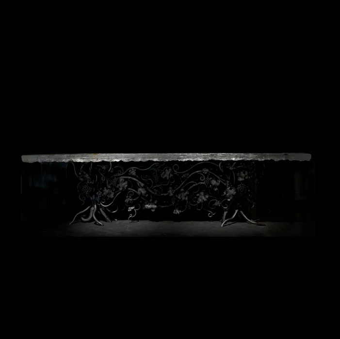 LYFAIRS_x_GORDON_GU_BODEGA_Clacier Crystal Long_Table with Black Grapevine Leg for Dining Room