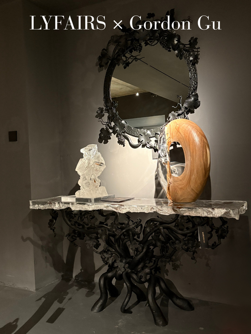 LYFAIRS_x_GORDON_GU_BODEGA_Rectangular_Clacier Crystal_Console with B lack Grapevine Leg