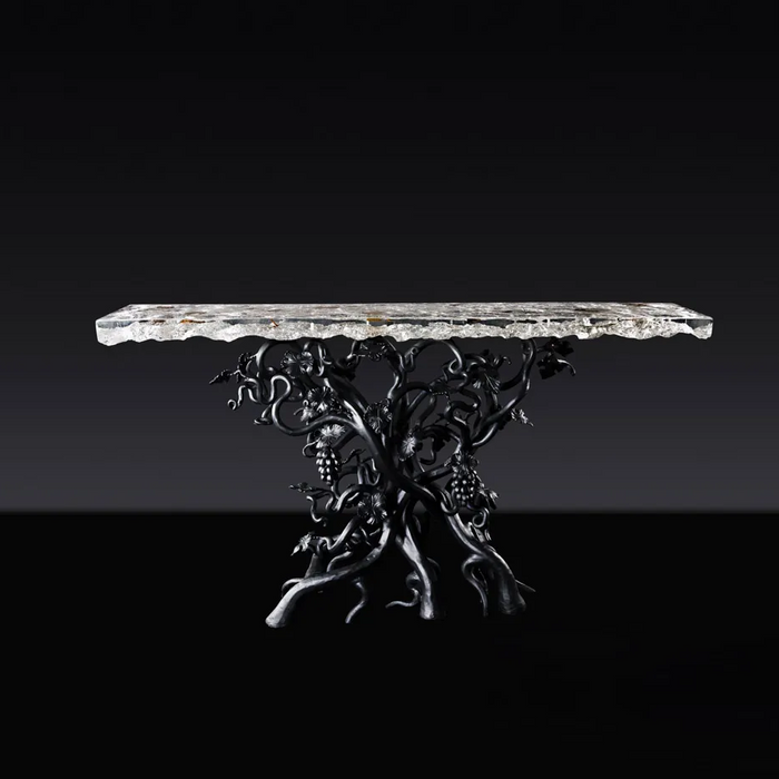 LYFAIRS_x_GORDON_GU_BODEGA_Rectangular_Clacier Crystal_Console with B lack Grapevine Leg