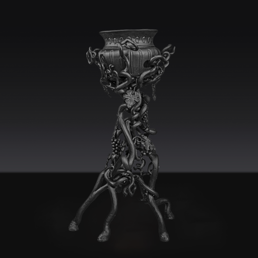 LYFAIRS x GORDON GU Bodega Floor Barrel with Glacier Crystal and Black Grapevine Leg for Luxury Wine Cellar/Dining Room