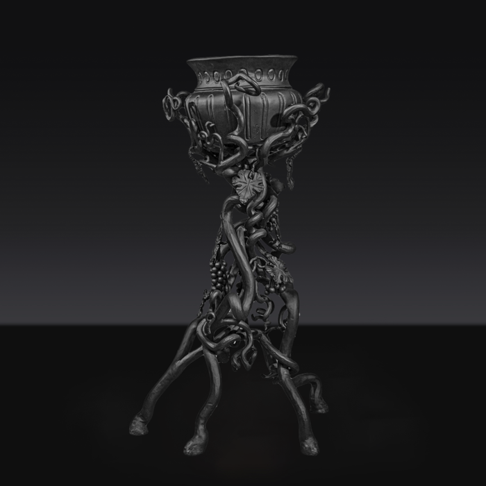 LYFAIRS x GORDON GU Bodega Floor Barrel with Glacier Crystal and Black Grapevine Leg for Luxury Wine Cellar/Dining Room