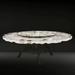 LYFAIRS x GORDON GU Bodega Round Glacier Crystal Dining Table with Rock Turntable and Black Grapevine Leg