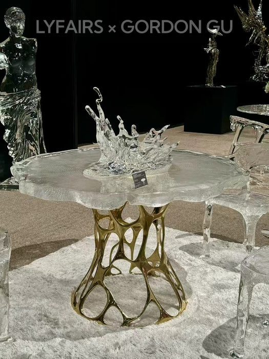 LYFAIRS x GORDON GU Tree Grain Round Table with Glacier Crystal