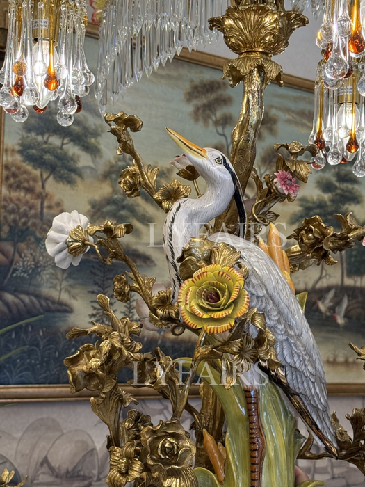 LYFAIRS × FH&Home Avian Melody Chinoiserie Crystal Fringed Table Lamp