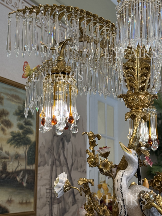 LYFAIRS × FH&Home Avian Melody Chinoiserie Crystal Fringed Table Lamp