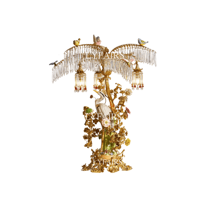 LYFAIRS × FH&Home Avian Melody Chinoiserie Crystal Fringed Table Lamp