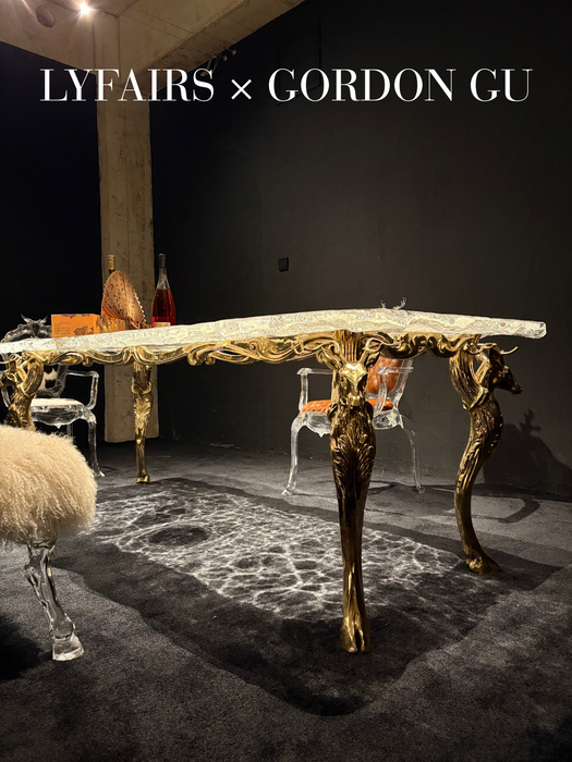 LYFAIRS x GORDON GU Western Bronze Deer Dining Table