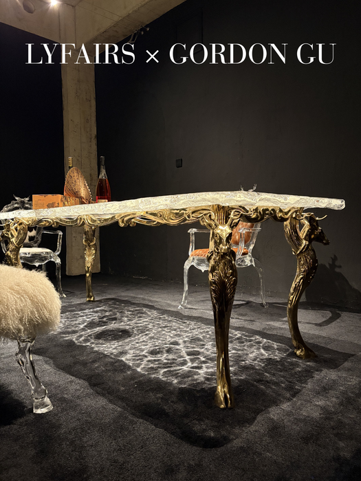 LYFAIRS x GORDON GU Western Bronze Deer Dining Table