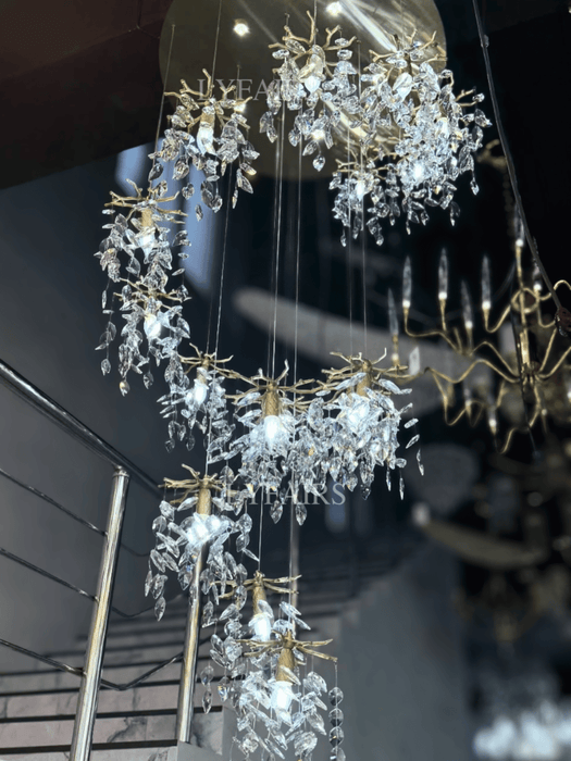 Large Modern Luxury Branch Style Rotating Pendant Crystal Chandelier