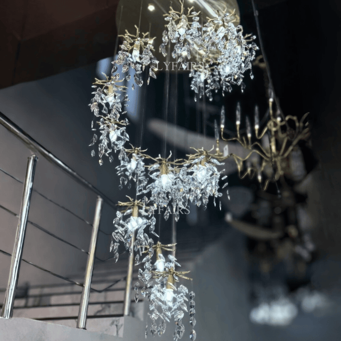 Large Modern Luxury Branch Style Rotating Pendant Crystal Chandelier