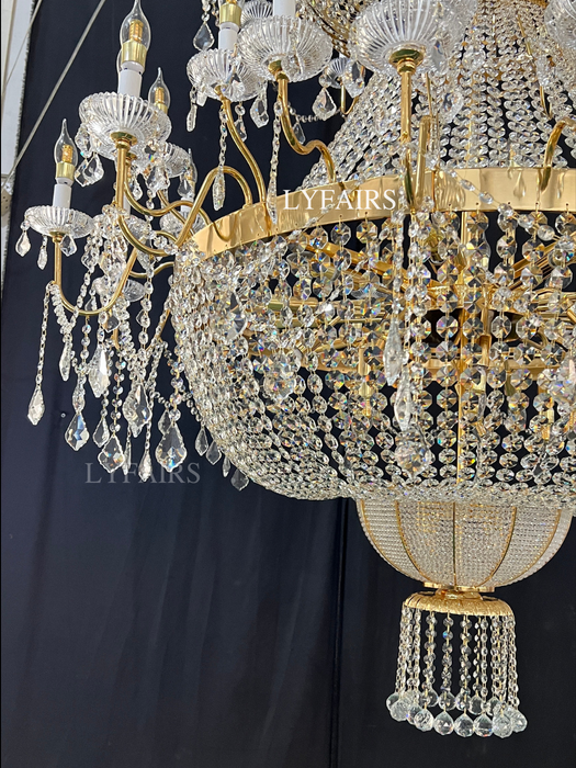 Luxury Empire Candle Light Crystal Chandelier for High Ceiling