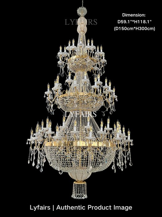 Luxury Empire Candle Light Crystal Chandelier for High Ceiling