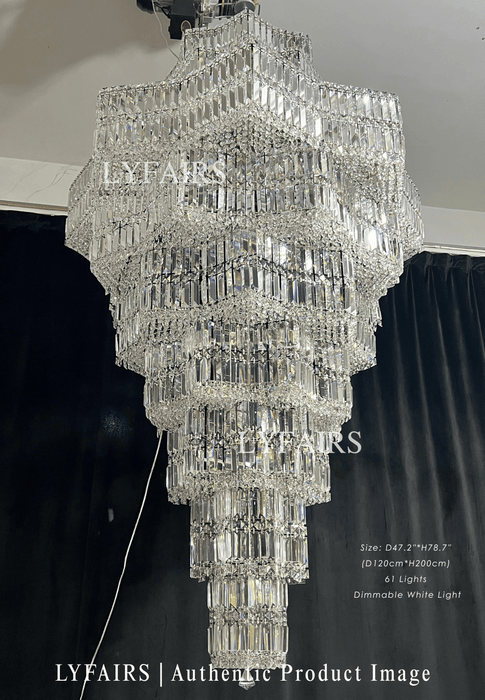 Lampadario di cristallo a più livelli di lusso extra large Plaza per hall di hotel / foyer a 2 piani / soggiorno con soffitto alto