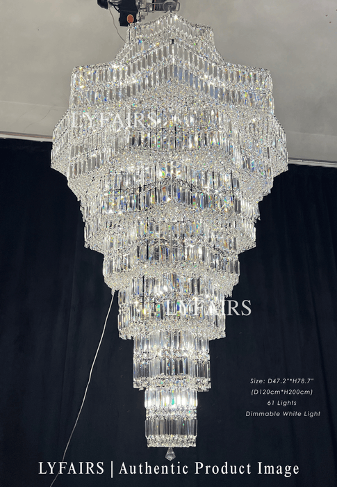 Lampadario di cristallo a più livelli di lusso extra large Plaza per hall di hotel / foyer a 2 piani / soggiorno con soffitto alto