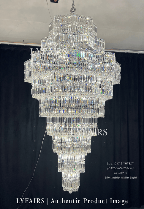 Lampadario di cristallo a più livelli di lusso extra large Plaza per hall di hotel / foyer a 2 piani / soggiorno con soffitto alto