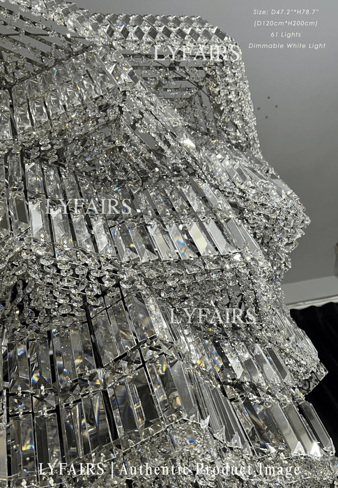 Lampadario di cristallo a più livelli di lusso extra large Plaza per hall di hotel / foyer a 2 piani / soggiorno con soffitto alto