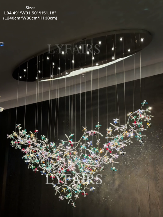 Luxury Floating Branches Crystal Flower Chandelier for High Ceiling/Mansion/Hotel