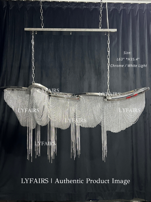 Luxury Gold/Sliver Tassel Linear Art Chandelier