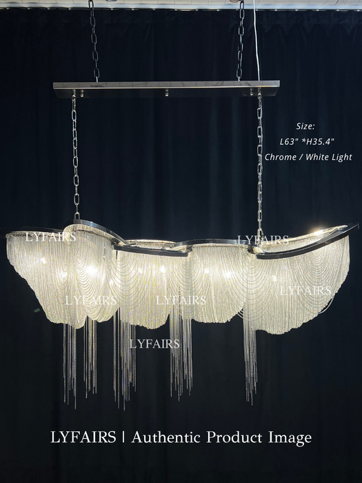 Luxury Gold/Sliver Tassel Linear Art Chandelier