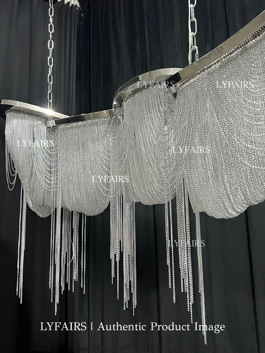 Luxury Gold/Sliver Tassel Linear Art Chandelier