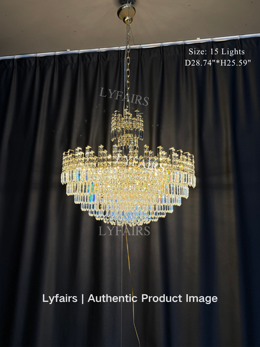 Luxury Hotel Hallway Ceiling Lighting Fixture Large Round Crystal Chandelier for Foyer/Living Room